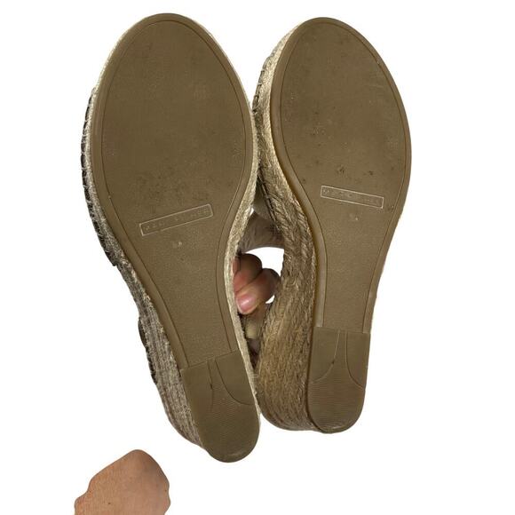 Marc Fisher Sakae Leather Wedge Slingback Espadrille Sandals Soft Gold Size 9W - Picture 6 of 9